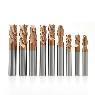 Bon prix HRC55 long coupeur de fraise en bout de place de jambe de cannelure d'or de la couleur 4 revêtement de 1/4 pouce en ligne