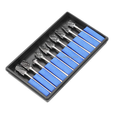 Un bon prix. 10 pièces Double Cut 3x6mm Carbure de tungstène Rotary Burr Set pour la pierre et la sculpture en métal en ligne
